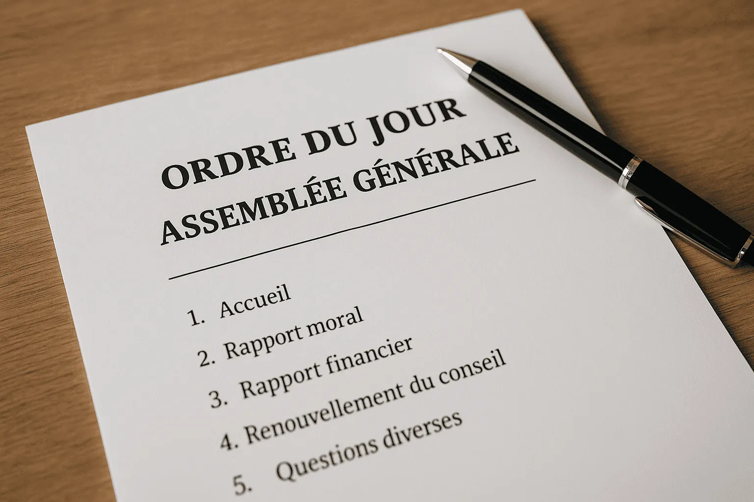 Ordre du jour d'assemblée générale : un guide avec template